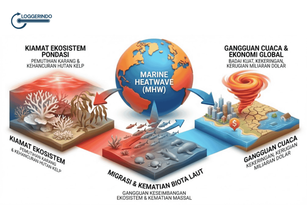 dampak marine heatwave bagi ekosistem laut - loggerindo