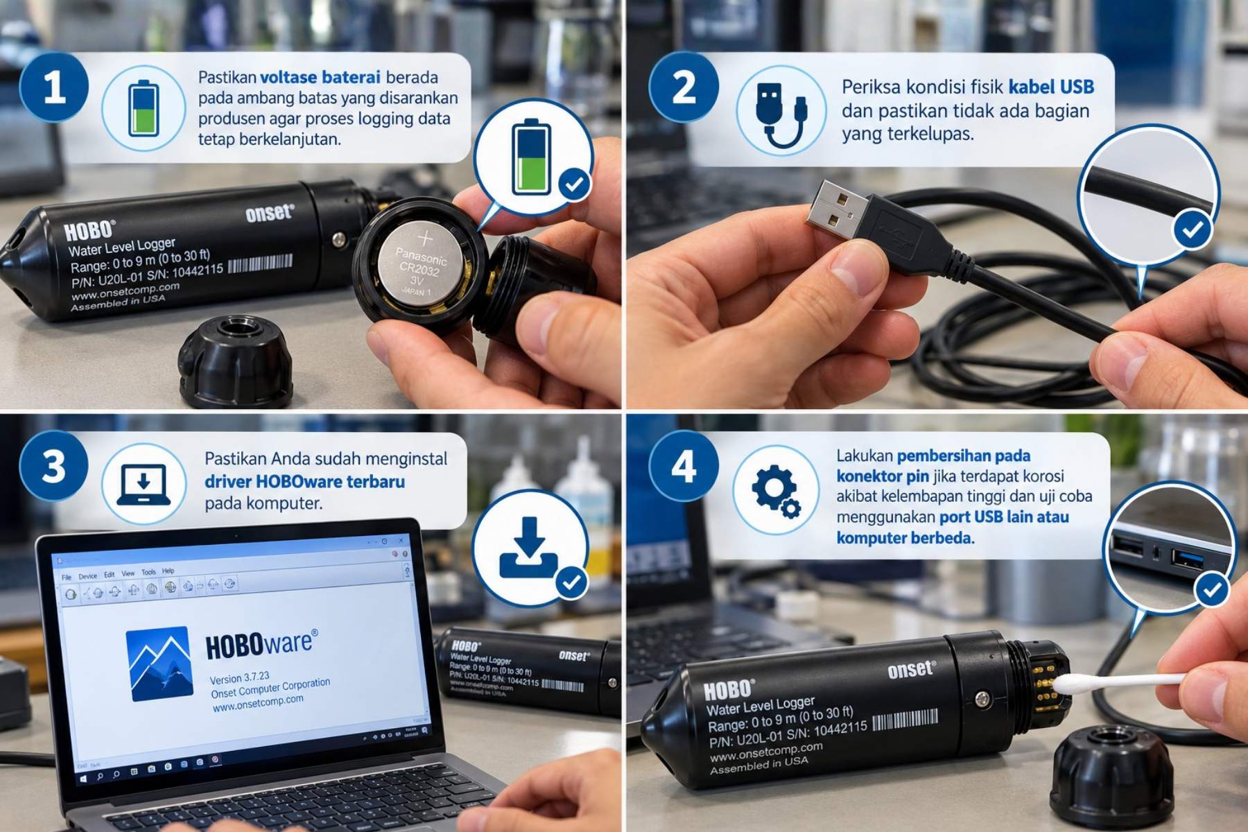 Proses Troubleshooting HOBO Water Level